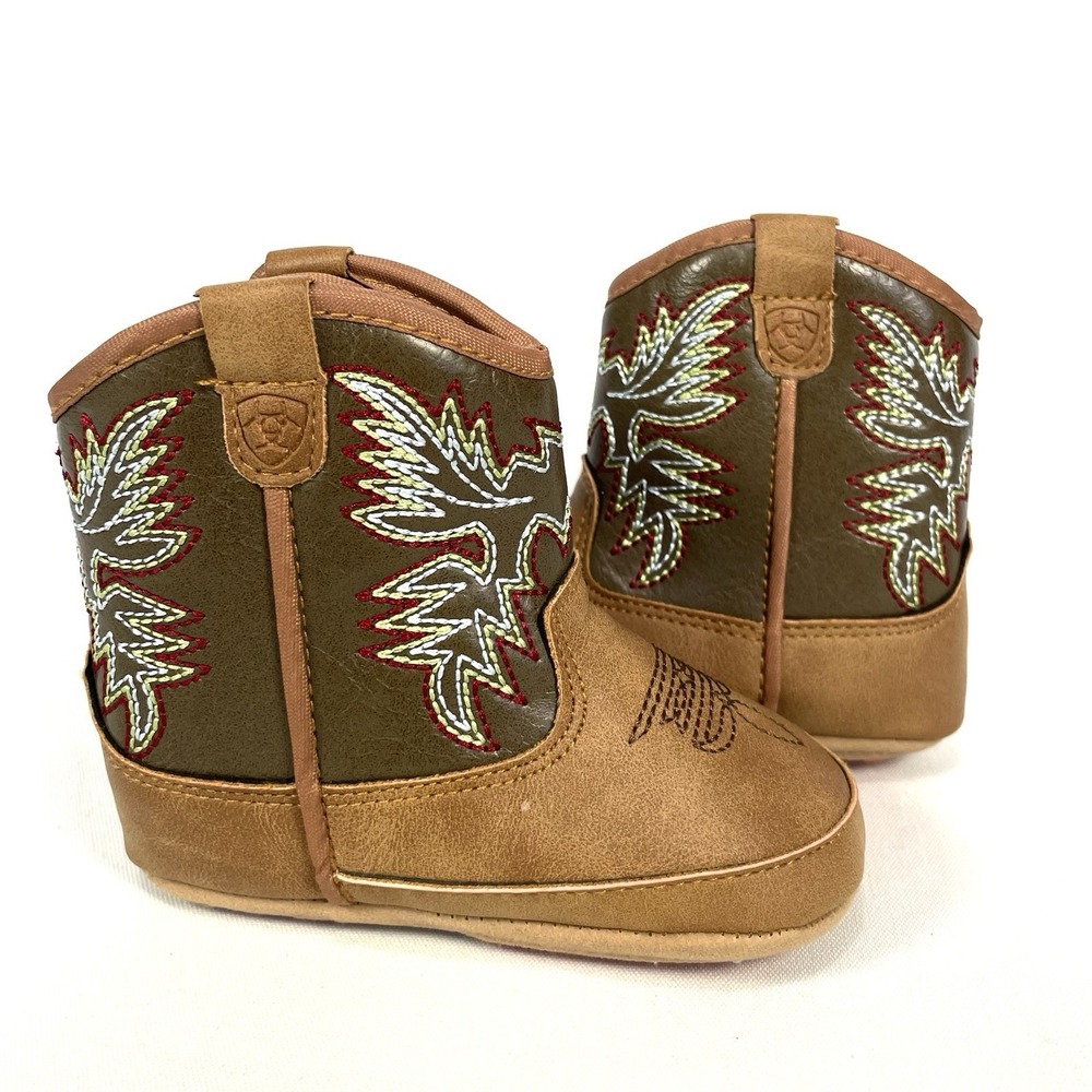 Ariat Lil' Stompers‎ Baby Cowboy Boots Brown Infant Size 3 6-9 Months